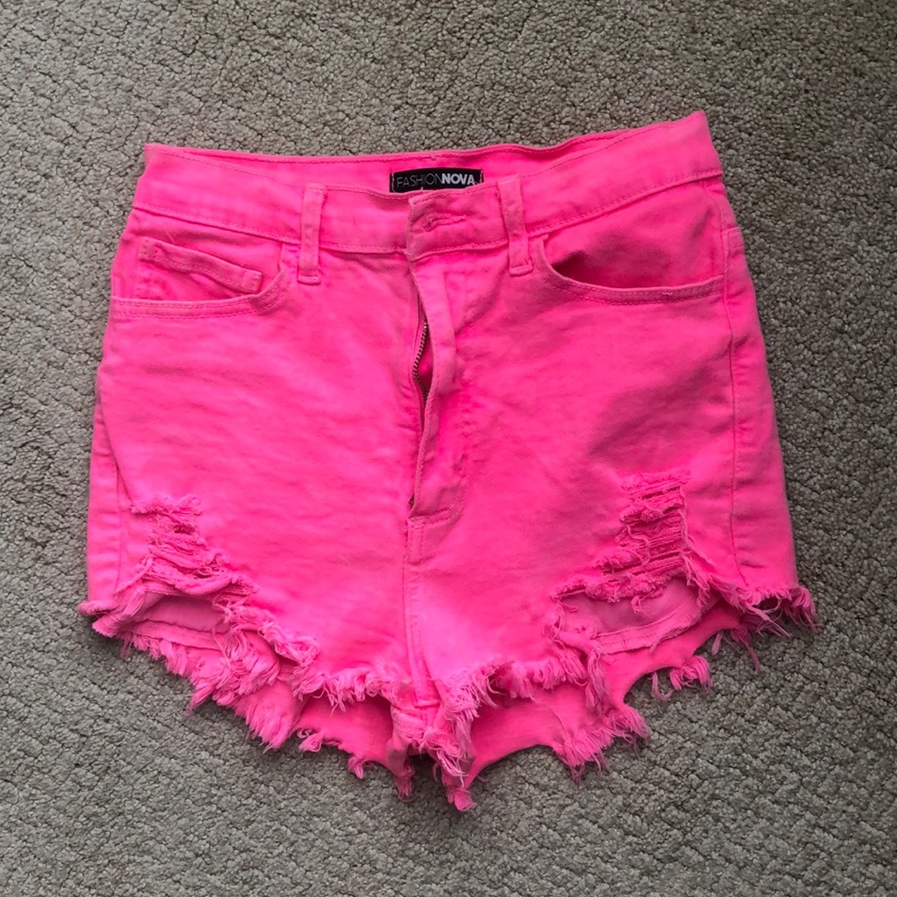 Neon pink fashion nova shorts
